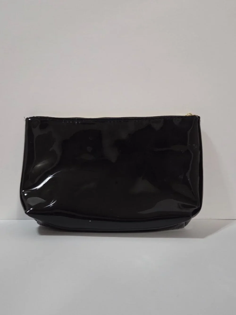 Yves Saint Laurent YSL Beauté Black Patent Logo Cosmetic Makeup Bag